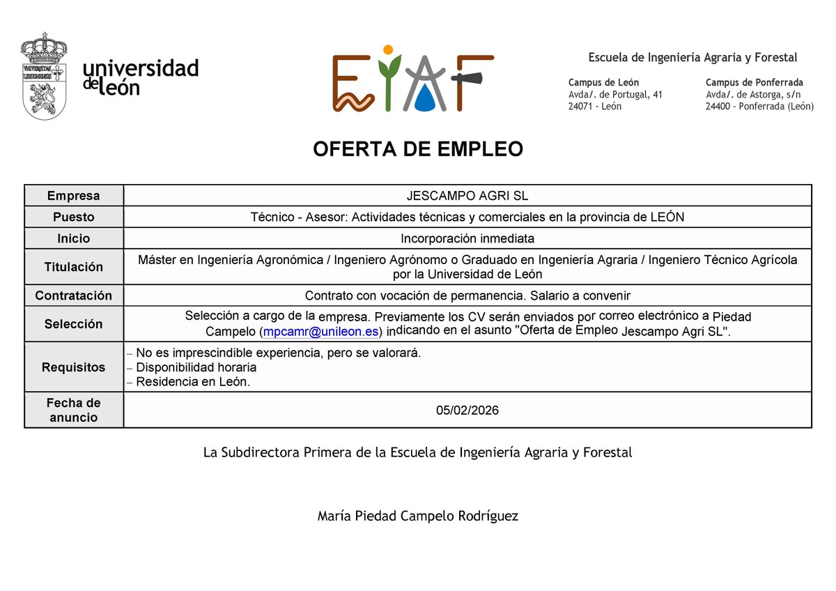 Escuela de Ingeniería Agraria y Forestal - ULE tweet media