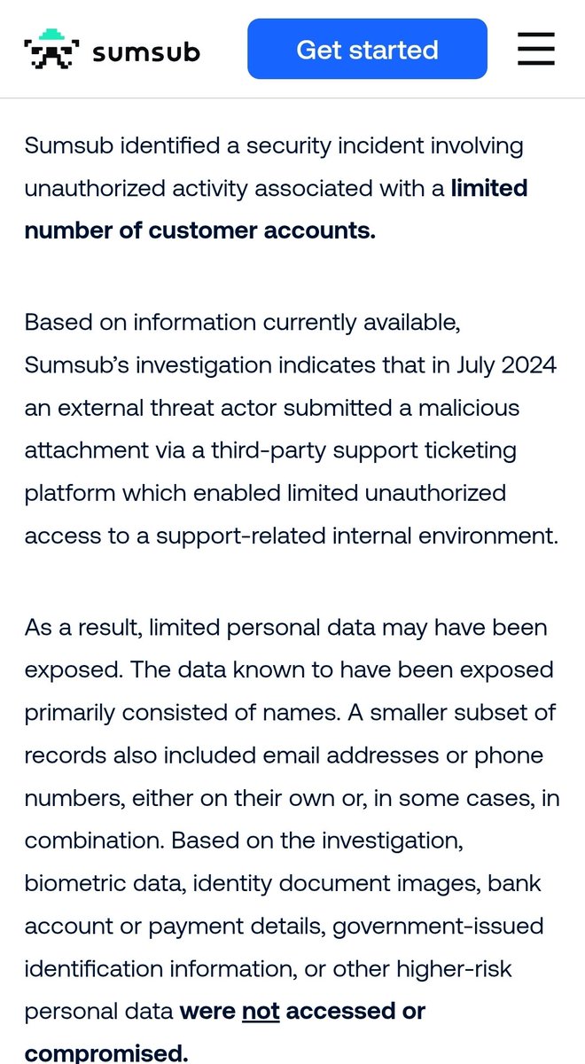 🚨🔴CYBERALERT 🇫🇷FRANCE🔴 | Sumsub, la plateforme de vérification d'identité victime d'une cyberattaque... Elle alerte 18mois plus tard 😬😬 👇🏾

Voilà qui va relancer le débat autour de l'interdiction des réseaux sociaux aux moins de 15ans, avec ce tiers de confiance français