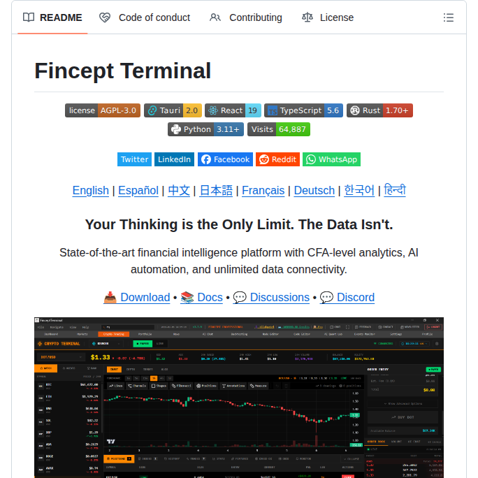 Financial intelligence platform with CFA-level analytics and AI automation

github.com/Fincept-Corpor…