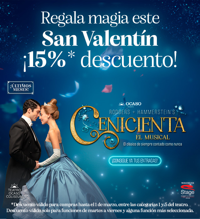 Hay gente que en San Valentín regala flores. 🌹
Y hay gente que regala planes.

Este febrero Cenicienta, El Musical tiene descuento en varias funciones. 🎭

Lo dejamos caer por aquí y ya tú decides 👀👉 taquilla.com/entradas/cenic…