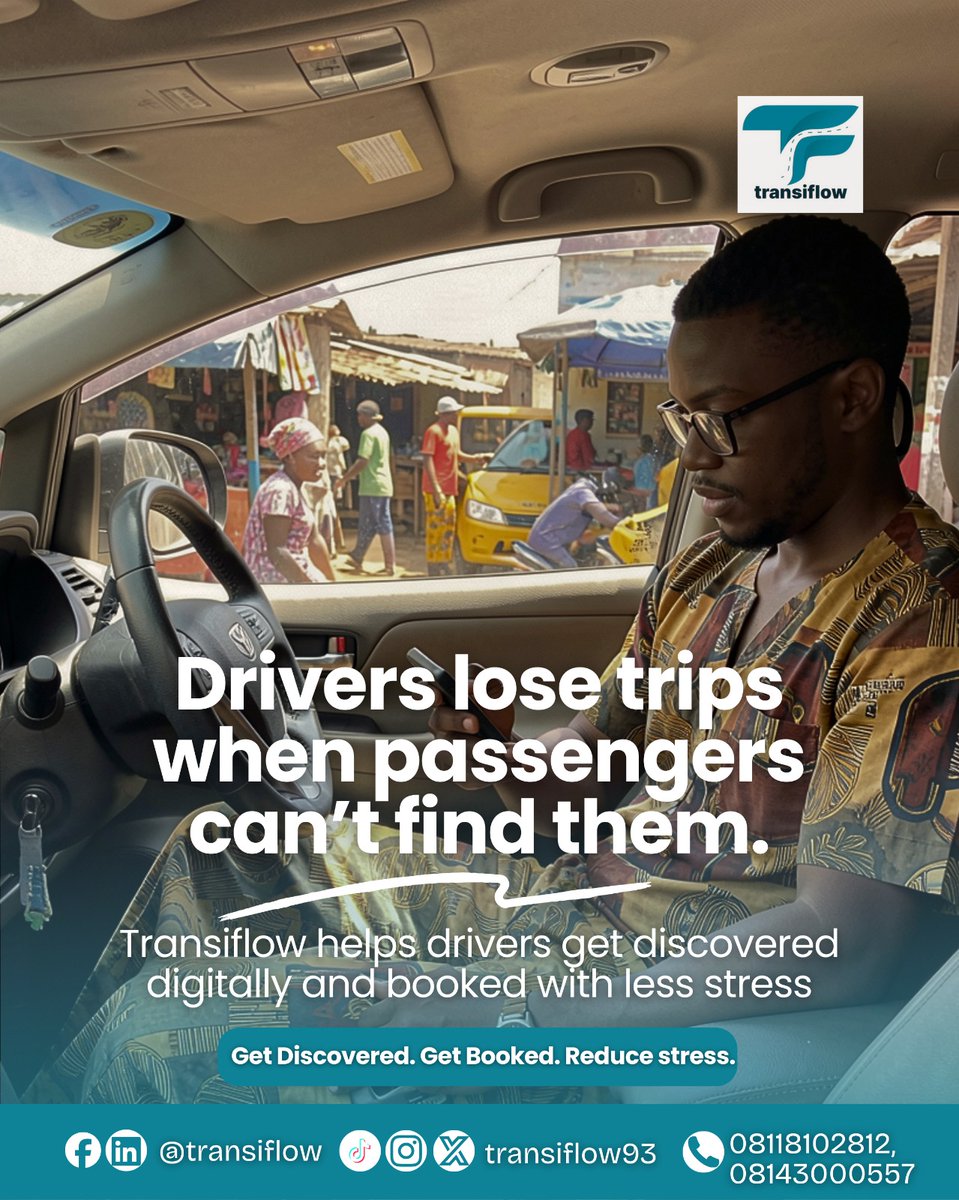 transiflow93's tweet photo. Drivers lose trips when passengers can't find them.

Imagine sitting in traffic, phone in hand, while opportunities slip away. That’s money left on the table, and stress piling up.

#GetDiscovered #GetBooked #DriveSmart #StressFreeDriving https://t.co/Ffmf05VXUb
