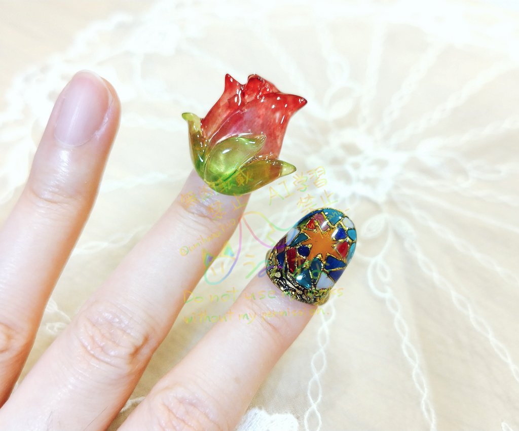 東京飴屋爪粧さん @AMEYA_NAILS2 より、ガラスの花とRose's Brideの