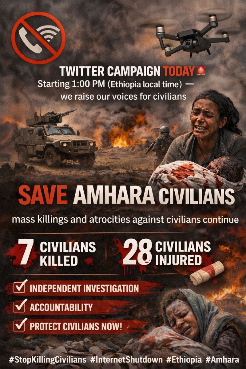 Sorry for changing the date, we're holding our tweet camp tomorrow 10.02.2026 night. Everyone join in,

#Ethiopia #WarOnAmhara