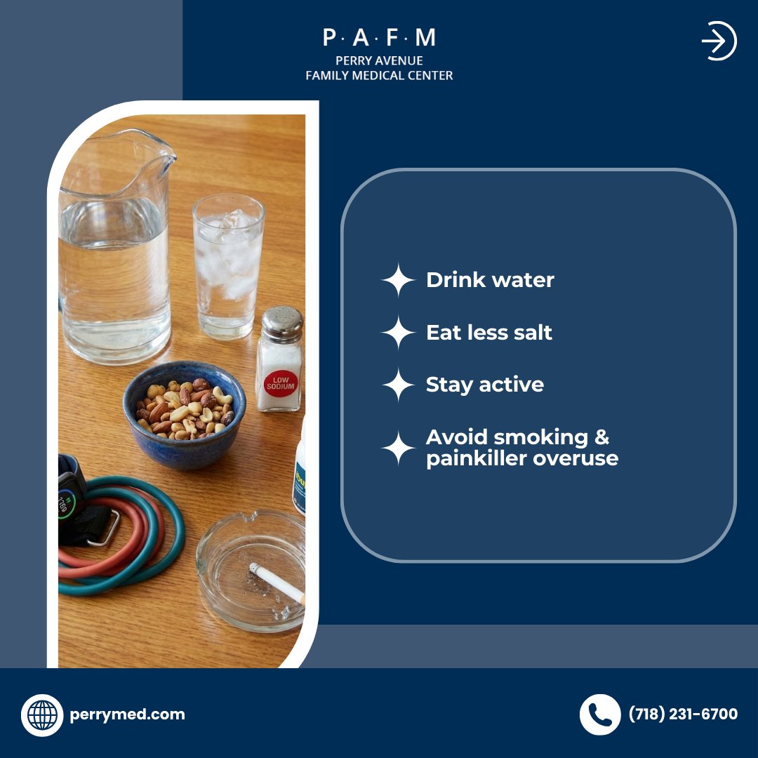 PerryMed18's tweet image. Care for your kidneys daily: hydrate, reduce salt, stay active, and manage BP &amp;amp; diabetes.

Watch for swelling or urine changes and keep up with checkups.

Learn more: perrymed.com/services/inter…

#KidneyHealth #PAFM #WellnessTips #PreventiveCare #PerryMed