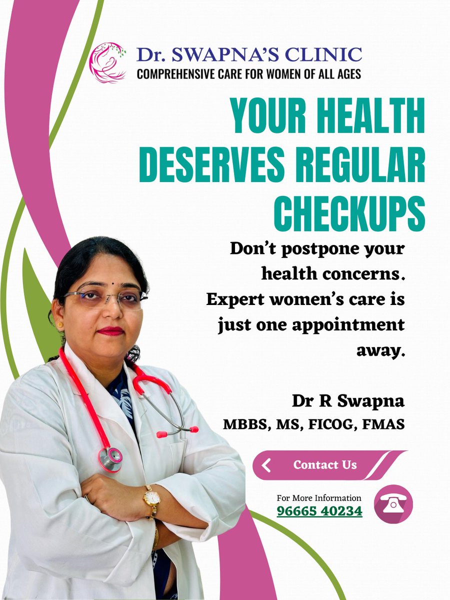 DrSwapnasClini1's tweet image. Your health deserves regular checkups.
Don’t delay preventive care.
Expert women’s healthcare at Dr. Swapna’s Clinic
📍 Narsingi | 📞 96665 40234

#RegularCheckups #WomensHealth #DrSwapnaClinic