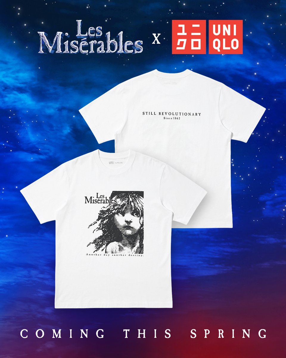 lesmisofficial's tweet image. A revolutionary collab is coming. 🚨

We are excited to share a sneak peak of our #LesMiz X @UNIQLO_UK Musical Icons collaboration coming this Spring. ✨