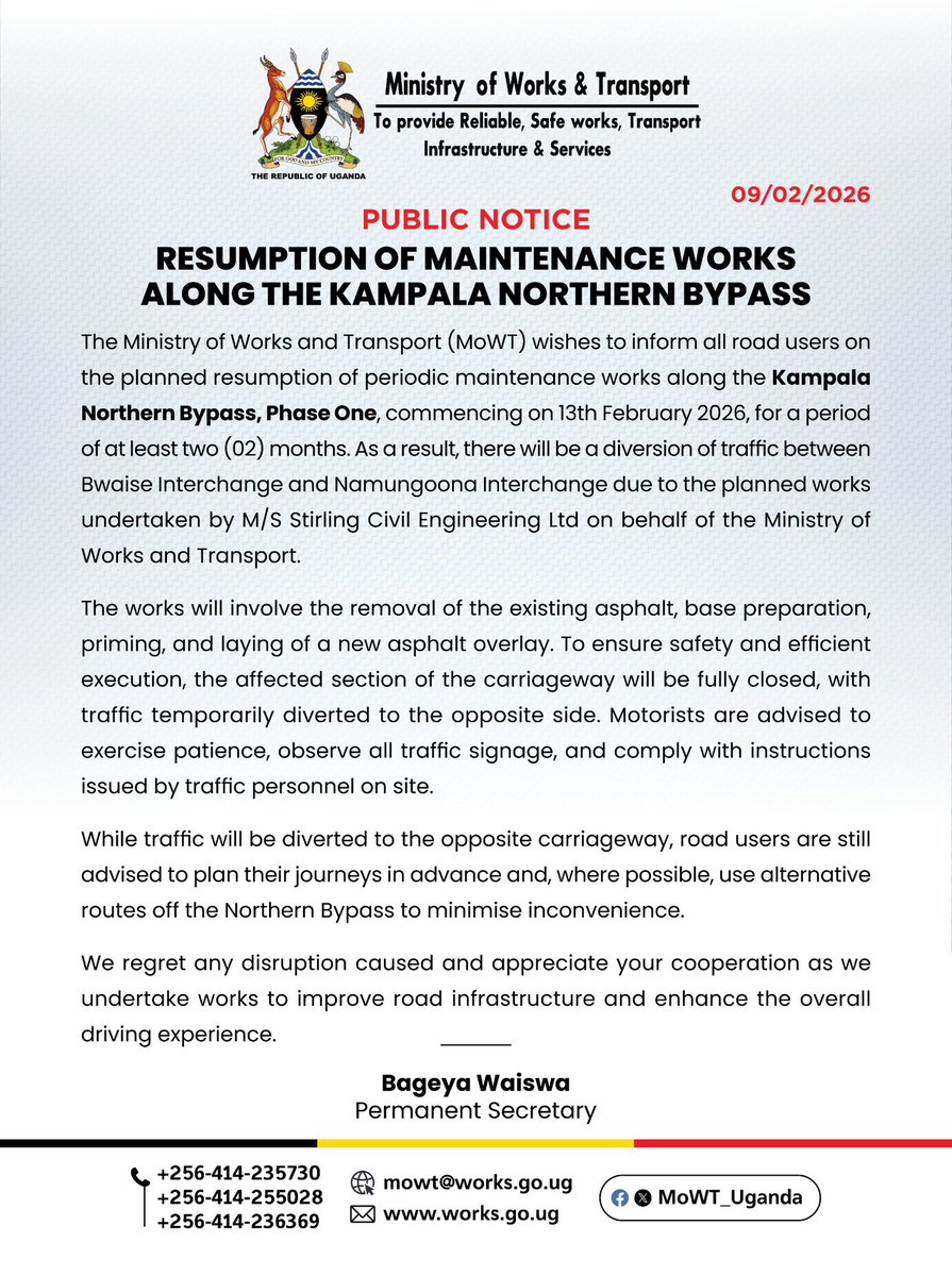 Ministry of Works & Transport tweet media