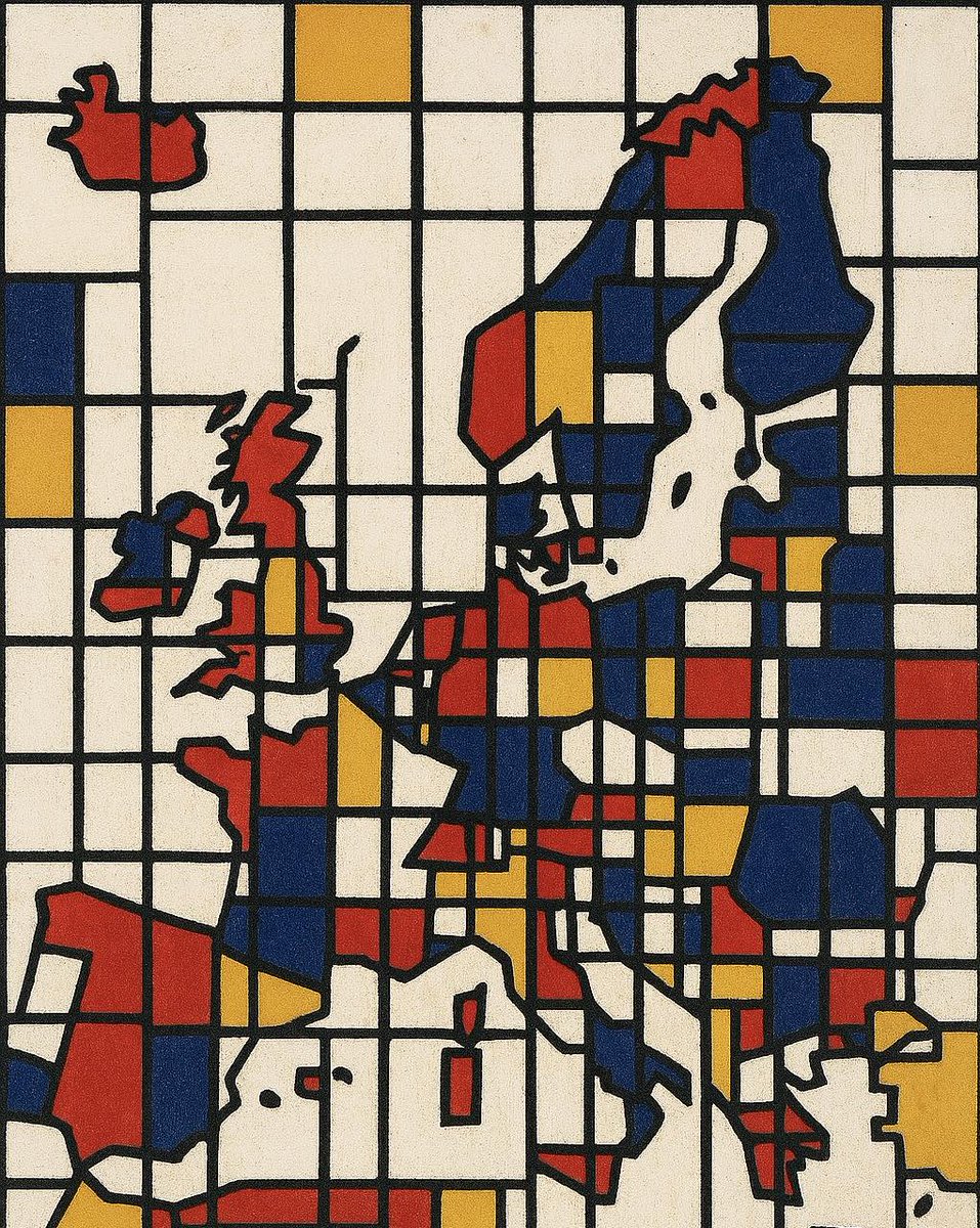 TerribleMaps's tweet image. Europe if Mondrian was allowed to draw the map