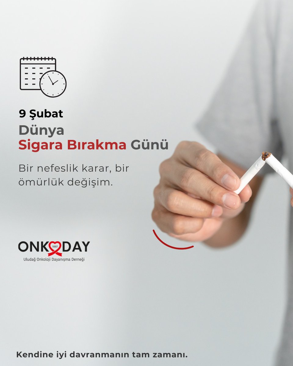 9 Şubat Dünya Sigarayı Bırakma Günü

Sağlıklı bir yaşam için bugün güçlü bir adım atmanın tam zamanı.

Dumanı değil, nefesi seçin.

Bugün başlayın, yarın daha sağlıklı uyanın.

El ele daha güçlüyüz

#dünyasigarayıbırakmagünü #sigarayıbıraksağlıklıyaşa