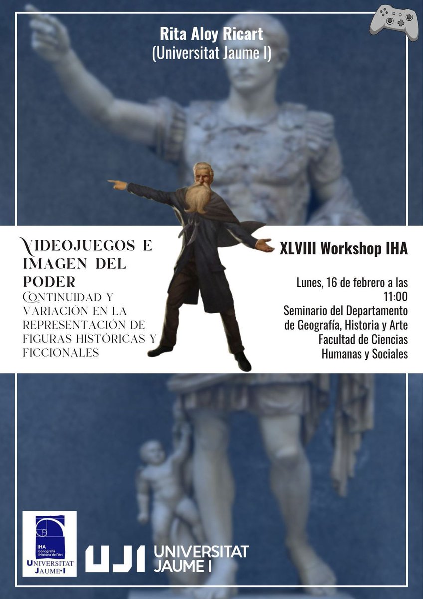 📢 NUEVO WORKSHOP | 16/02/2026 📆

El próximo lunes a las 11h, Rita Aloy nos presentará en el XLVIII Workshop de IHA su proyecto 🌟 Videojuegos e imagen del poder 🎮. Apuntaos el día‼️

Más información en la imagen ⬇️⬇️⬇️