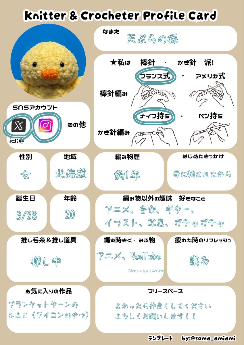 編むプロフ書いたよ