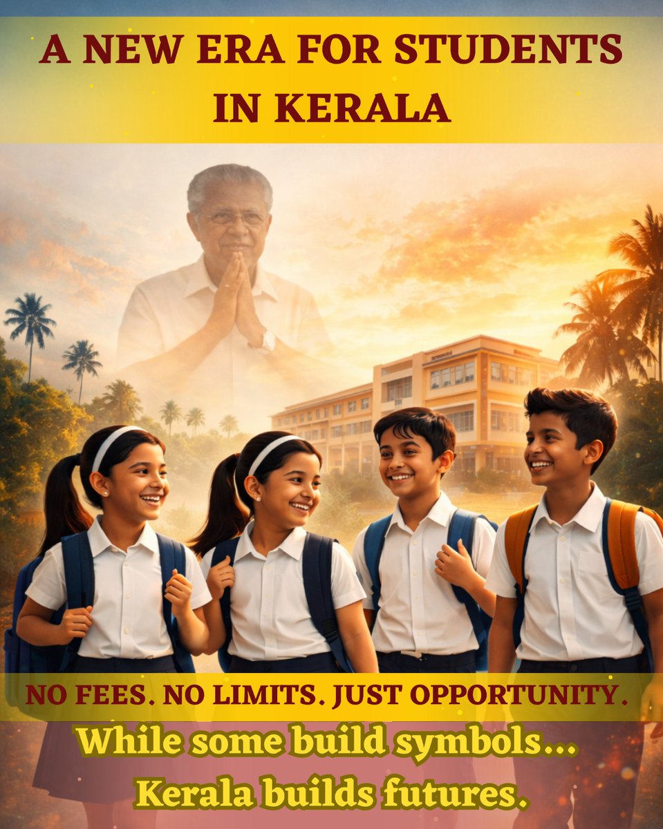 FsuiManoj's tweet image. Kerala makes history—free education till graduation! No fees, just opportunity. 🎓✨ #FreeEducation #KeralaBudget2026 #StudentsFirst

@governmentofIndia 
@cmokerala 
@knbalagopal 
@keralahighereducation