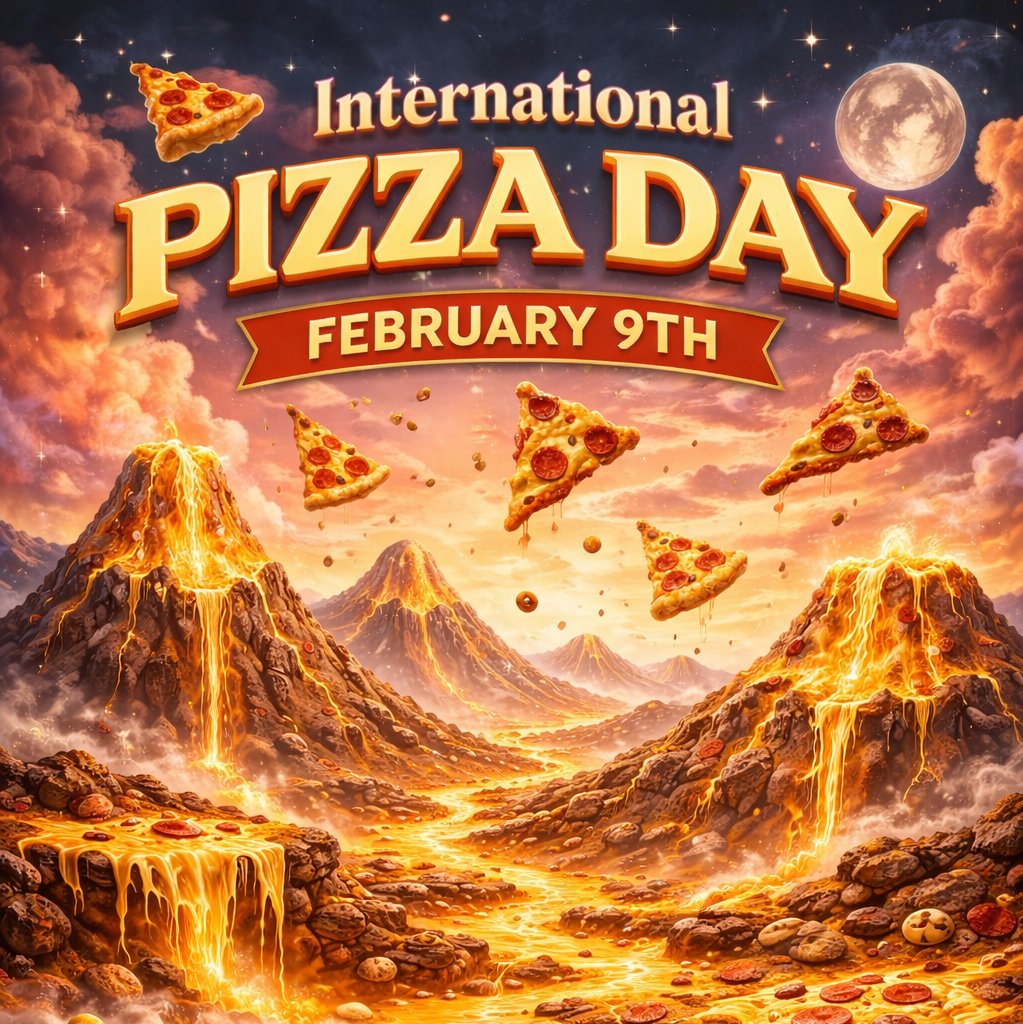 🍕INTERNATION PIZZA DAY🍕
--------- 9th February ---------
To celebrate properly, we’re giving away a fully equipped battle-ready Hero.

How to enter:
1️⃣ Follow <a href="/Enjoy_pizzas/">Enjoy. The stop you must.</a>
2️⃣ Follow <a href="/ValanniaGame/">Valannia</a>
3️⃣ Like &amp; repost
4️⃣ Tag 4 friends

Winner announced next weekend!