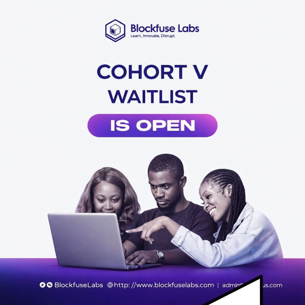 ScarFaceLabs's tweet photo. We’re officially opening the waitlist for @blockfuselabs  Cohort V 

If you’ve been waiting for the next intake, this is your moment.

Cohort V is coming with a bigger structure, deeper learning, and stronger mentorship.

Whether you’re starting from scratch or looking to level up, this cohort is built for people who are serious about growth.

Join the waitlist now here: https://t.co/fm5TVT3QSY

Slots will be limited and priority will go to those on the waitlist.

Don’t just watch the Blockchain and AI space… come build it.