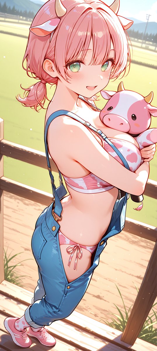 本日は、奥のほうまでご案内しますっ❢
よそ見しちゃ、だめですよ？🐮♡

SFW anime-style illustration