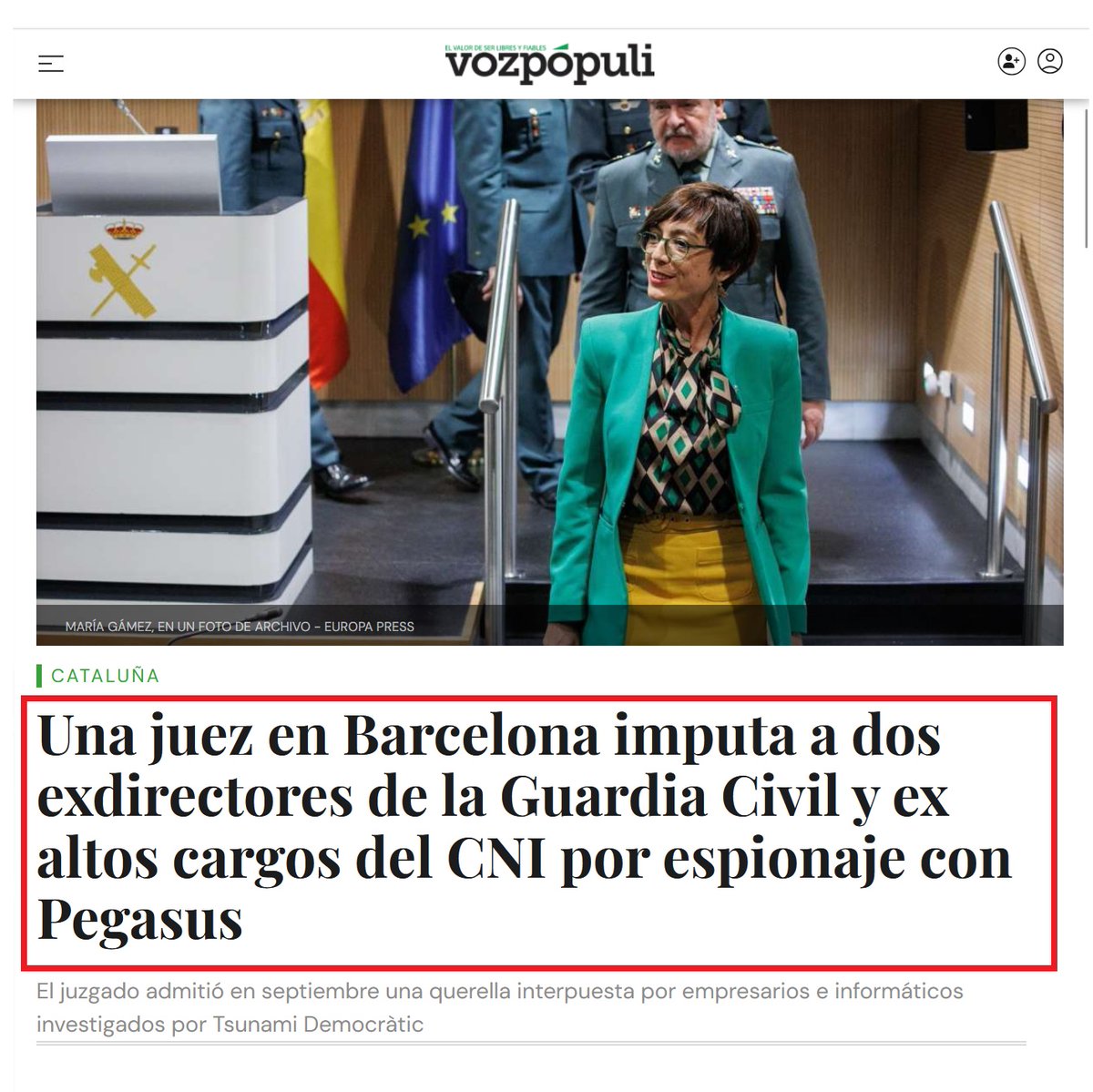 GabrielAraujoES's tweet photo. 🔴 Caso Pegasus: imputados Félix Azón y María Gamez, exdirectores de la Guardia Civil, así como a la exdirectora del CNI, Paz Esteban, y  las tecnológicas Nso Group, Q Cyber Technologies y Osy Technologies.

La investigación también incluye a otro software espía: Candiru.

Puede que la querella reactive la causa en la que se investiga los datos exfiltrados del teléfono de Pedro Sánchez, en la que curiosamente la comisión de investigación sobre el caso Pegasus, no salió adelante por los votos en contra de PSOE, PP, Vox y Cs.
https://t.co/KynCnphHvy