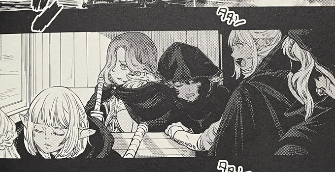 黒にんじんちゃんのおおまかな流れ。
パイロット版とも言える非公式な野上先生の「二次創作オルクセン王国史」に不安や驚きに満ちた亡命ダークエルフの中に1人爆睡している豪胆な奴が居る。 