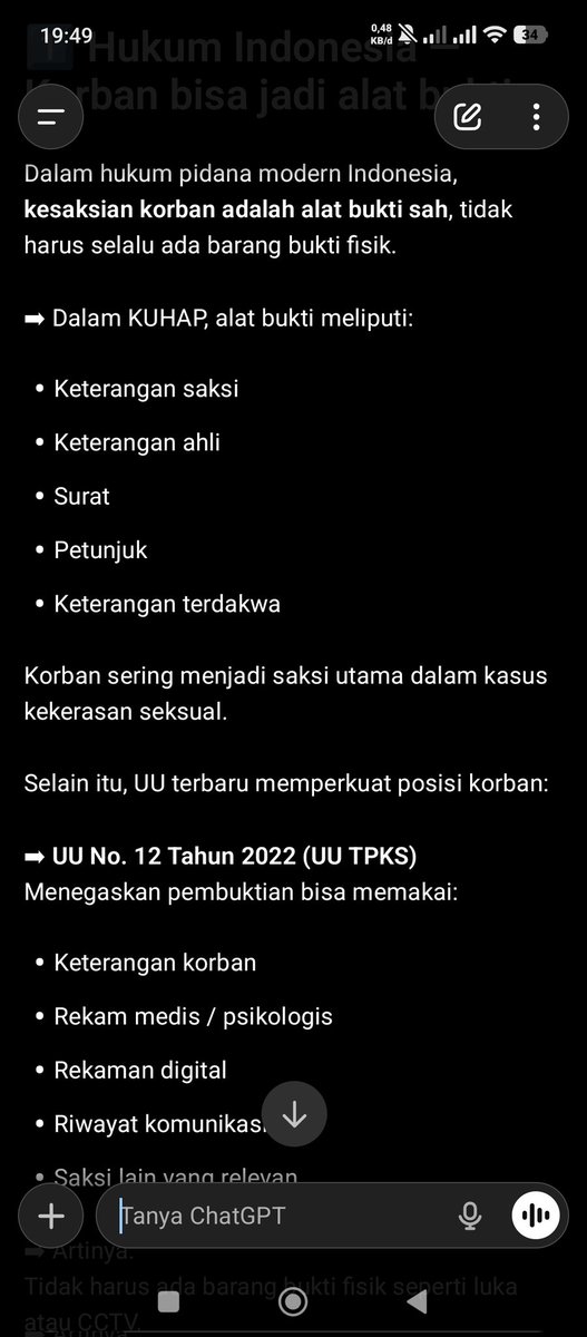 raytowin's tweet photo. Pernah denger entah kapan dan di mana, melaporkan kasus pelecehan seksual tidak selalu membutuhkan barang bukti fisik, karena korban bisa menjadi bukti dari kasus itu sendiri. 

Dan mencoba searching ke gpt, begini hasilnya: https://t.co/wpw5e2ljY3
