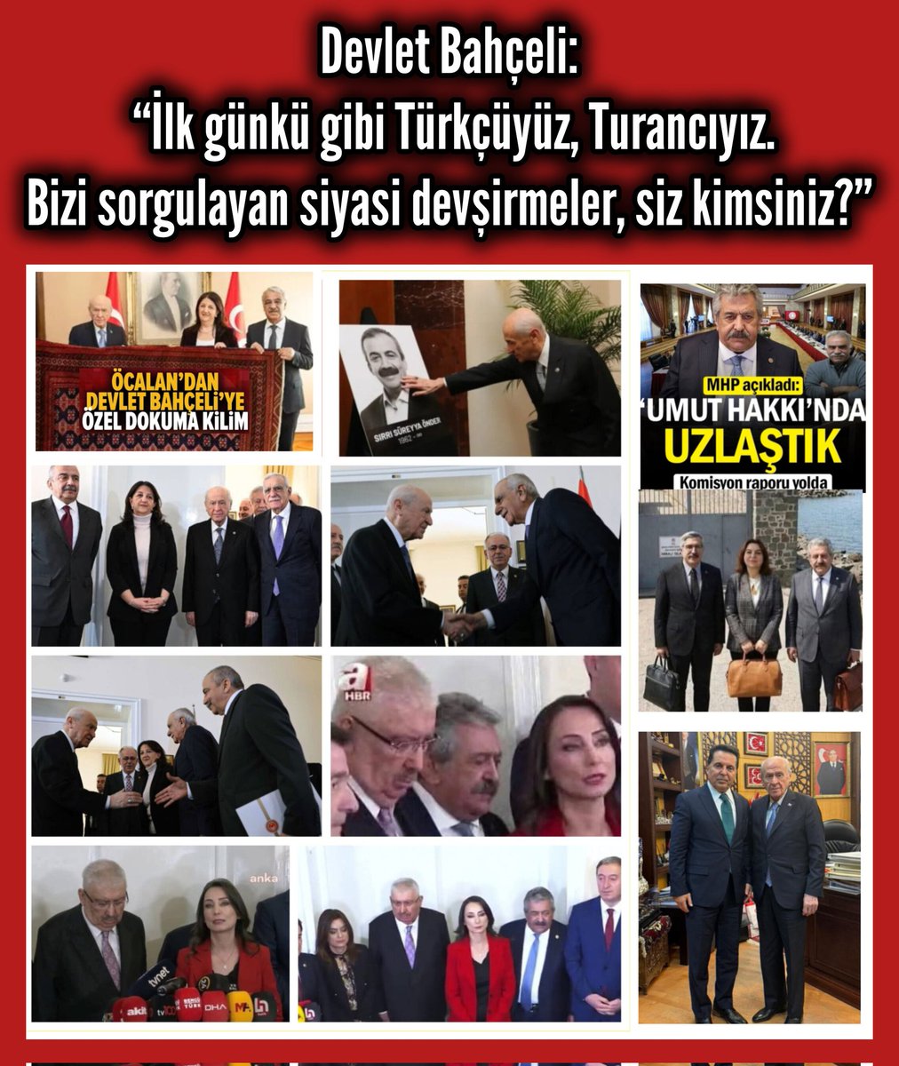 Devlet Bahçeli: 

“İlk günkü gibi Türkçüyüz, Turancıyız.

Bizi sorgulayan siyasi devşirmeler, siz kimsiniz?”