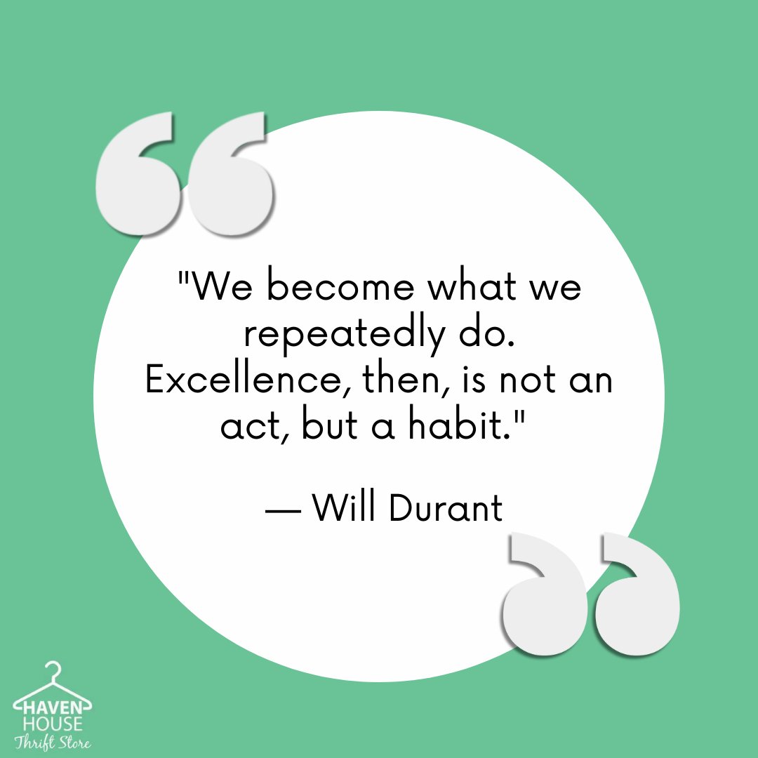HHthriftstores's tweet photo. “We become what we repeatedly do. Excellence, then, is not an act, but a habit.” — Will Durant 

#HavenHouseThriftStore #Florida #Fyp #Trendingnow #Exploremore https://t.co/BPd1iAWiKN