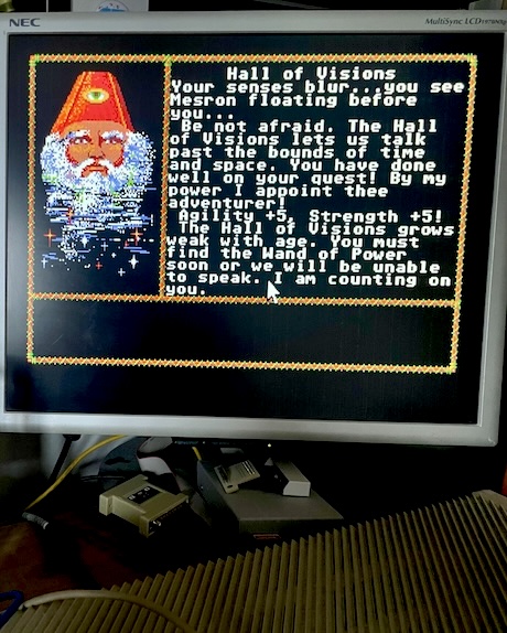 AtariCrypt's tweet photo. Got to talk to Mesron, and a passing goblin just sold me a hammer. What a nice world to explore... I'm on a roll now!! #Questron2 #Atari https://t.co/ieQrUIcEmc