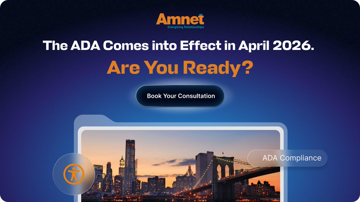 ADA Title II requires state and local government websites, apps, and digital content to comply with WCAG 2.1 Level AA standards by April 24, 2026, for large entities. Is your organization ready for the amendment?

Amnet helps organizations create inclusive digital experiences