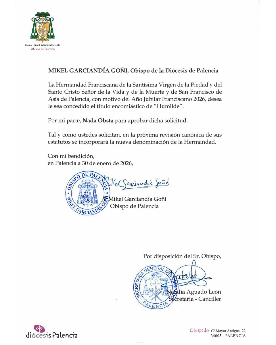 🟫 Comunicado Oficial | Concesión a la Hermandad del título encomiástico de ‘Humilde’