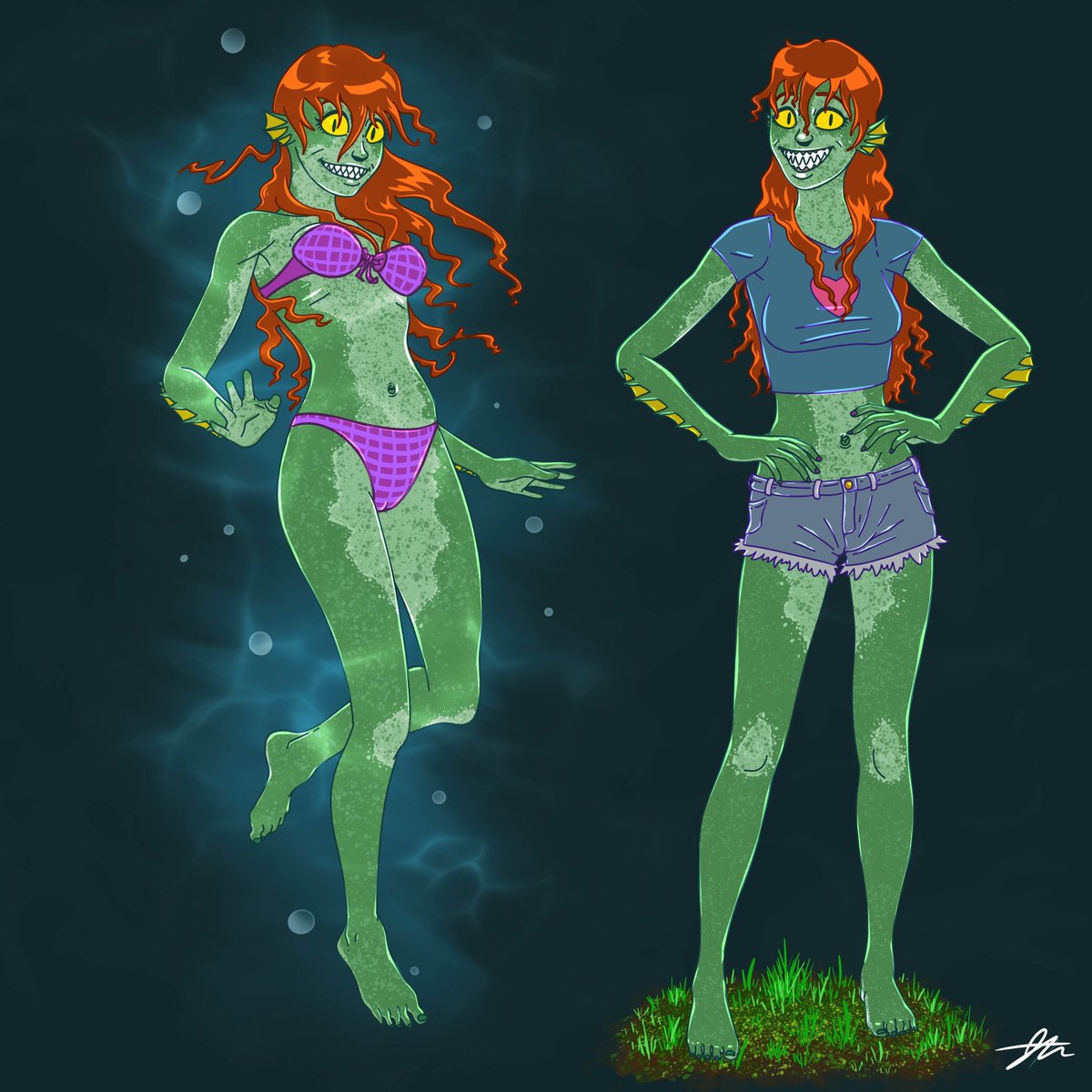 Malfean_Scribe's tweet photo. The Amazing Amphibious Fish Girl!
#monstergirls #fishgirl #horror #art #smallartist #OC #ocart #ocartist https://t.co/5QA3QkCS4I