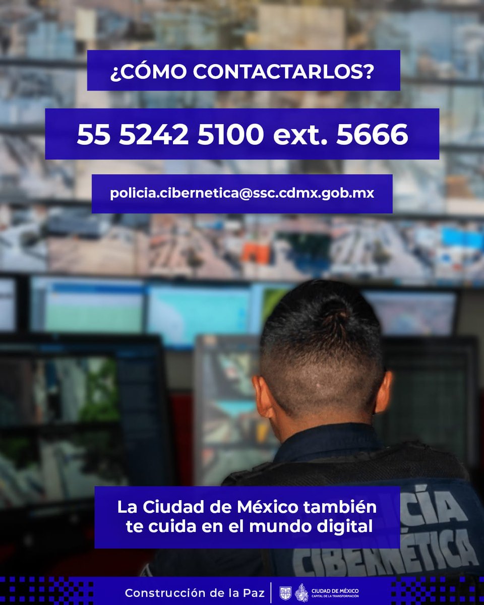 La Policía Cibernética de la <a href="/SSC_CDMX/">SSC CDMX</a> es una unidad especializada que previene, atiende y combate delitos en internet y medios digitales.

En la Ciudad de México fortalecemos la seguridad en línea para que cuentes con mayor protección en todos los espacios.