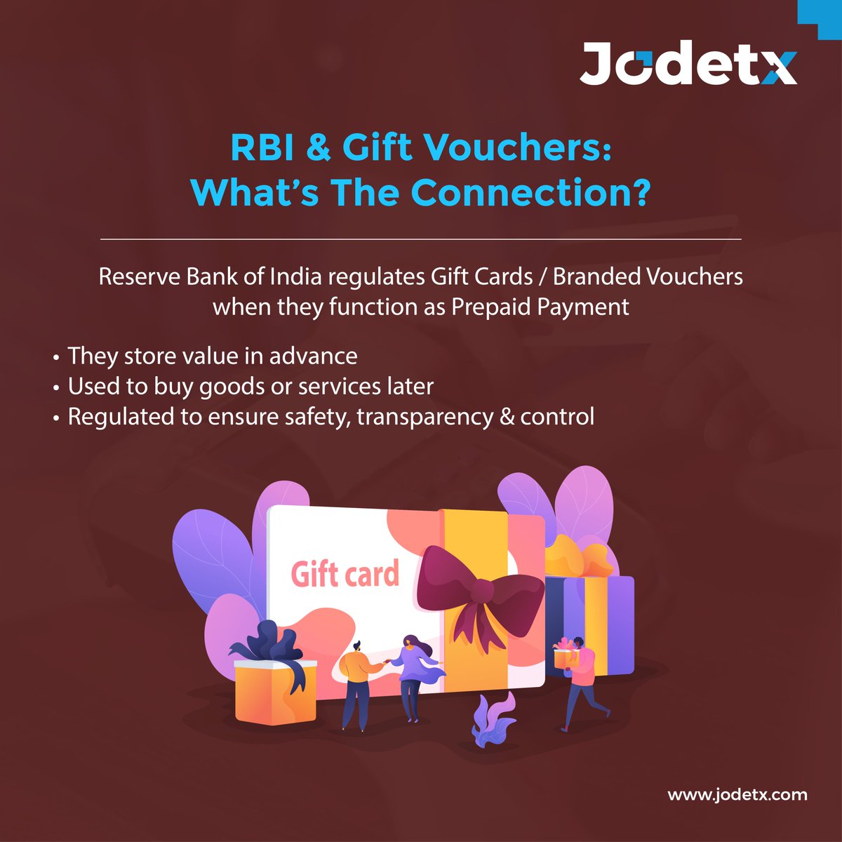 Jodetx_tech's tweet photo. Gift vouchers aren’t just rewards — they are regulated payment instruments.
Understanding RBI rules helps businesses stay compliant and customers stay protected.

#GiftVouchers #RBIGuidelines #PPI #DigitalPayments #Compliance #FintechIndia #SecurePayments #RewardPrograms https://t.co/diylslNFvE