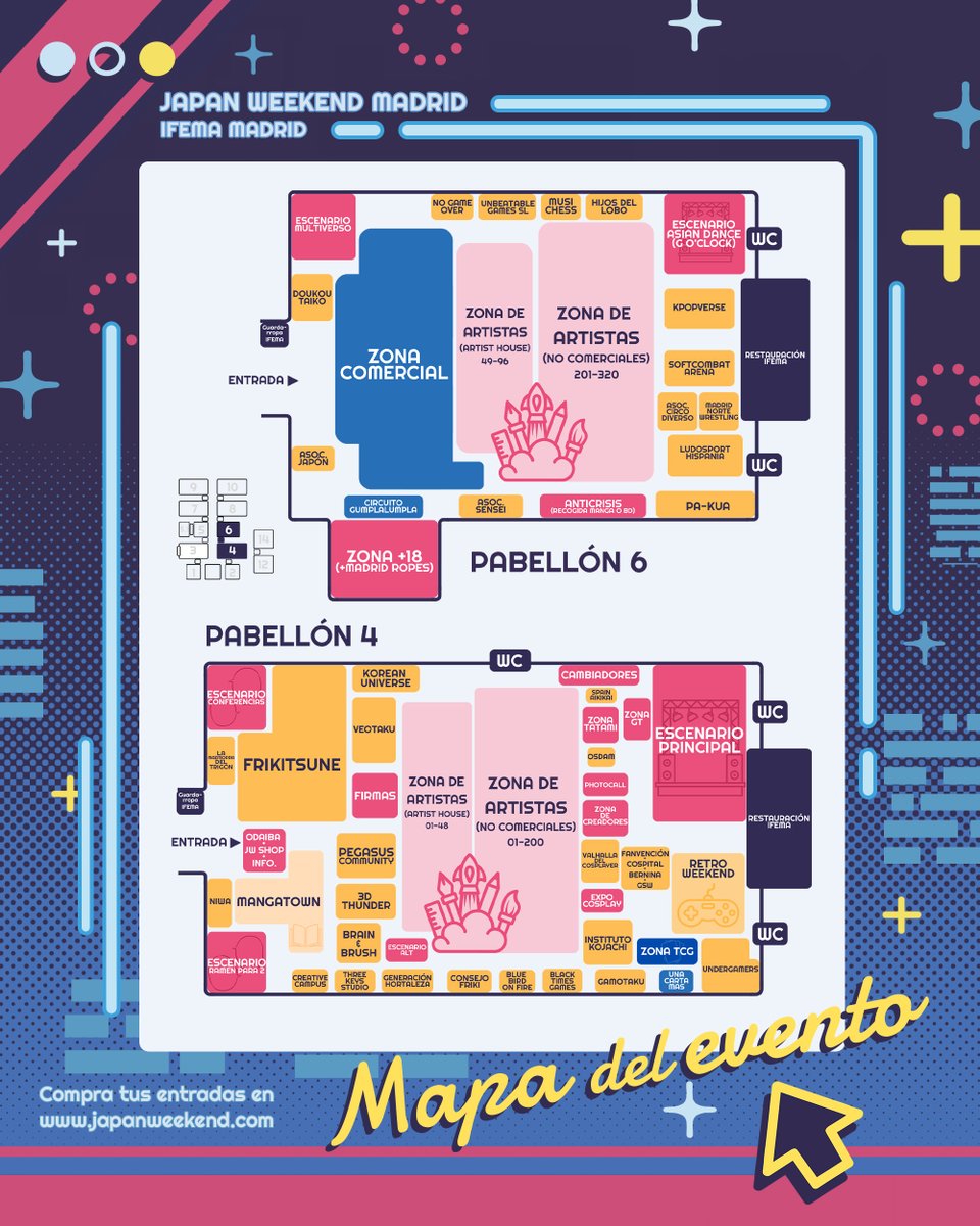¡Quedan solo 𝐂𝐈𝐍𝐂𝐎 𝐝𝐢́𝐚𝐬 para vernos en #JapanWeekendMadrid! 💘✨

🔍 Y como sabemos que tenéis muchas ganas, os traemos el 𝐦𝐚𝐩𝐚 del evento. Podéis verlo en mejor calidad en japanweekend.com/madrid/plano/