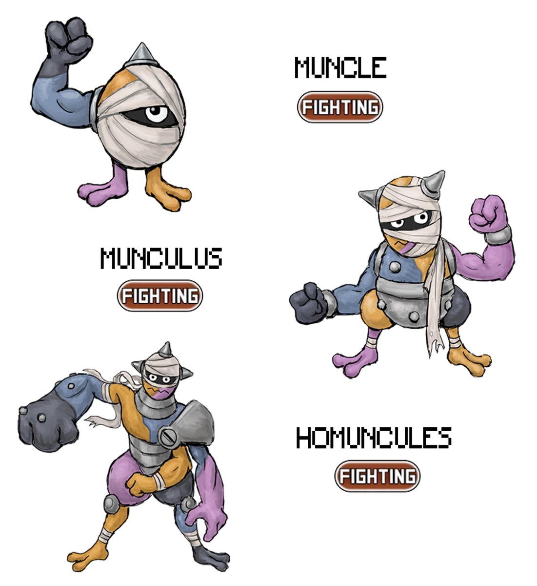 ordheist's tweet photo. early route fighting mon. I wanted to riff on the 'composite' artificial pokemon thing they did with silvally but with more of a frankenstein vibe https://t.co/Nhp5axZn2h