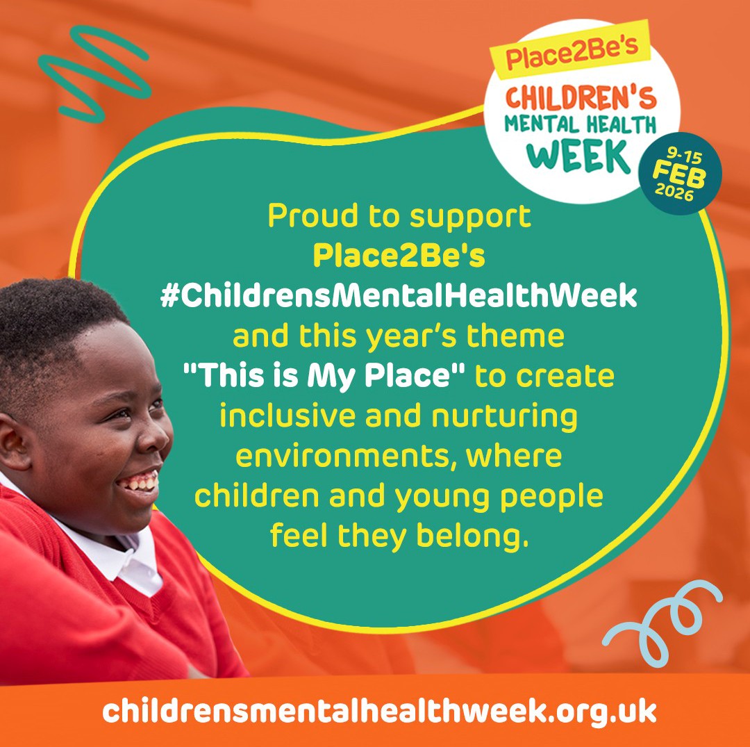 JAGUKGROUP's tweet photo. We're proud to support @Place2Be's #ChildrensMentalHealthWeek and its 2026 theme, "This is My Place." It’s all about ensuring that children and young people have environments and support that help them feel they belong.

#ThisIsMyPlace #ChildDevelopment #childrensmentalhealth https://t.co/7QyKShrK05