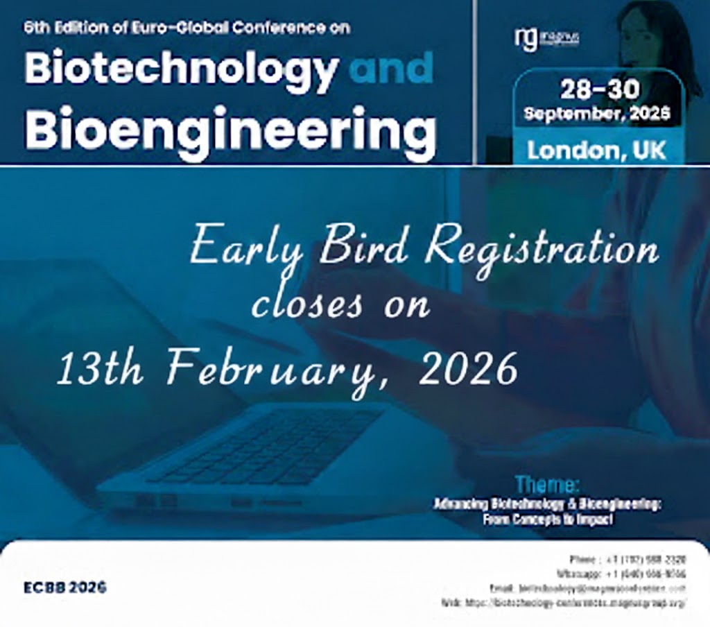 📢 Hurry Up, Early Bird Registrations are closing Soon at ECBB-2026! Secure Your Slot Today!
<a href="/BioCongress/">Biotechnology 2026 Conference</a>, organized by <a href="/magnus_group/">Magnus Group</a>!
📅 September 28–30
📍 London, UK
📝 Register: …echnology-conferences.magnusgroup.org/register
🌐 …echnology-conferences.magnusgroup.org
#ECBB2026