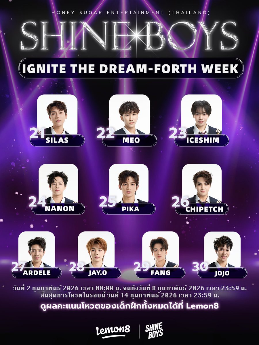 SHINEBOYS_OFC's tweet image. ผลคะแนนโหวตประจำสัปดาห์ 
จากการโหวตตั้งแต่วันที่ 2-8 ก.พ. 2026 เวลา 23.59 น.

สัปดาห์ชี้ชะตามาถึงแล้ว 🔥
นี่คือสัปดาห์สุดท้ายในการโหวตที่จะกำหนดว่าใครจะได้ก้าวต่อไปในรอบถัดไป ทุกคะแนนโหวตของคุณมีความสำคัญกับเด็กฝึกที่คุณรัก

#SHINEBOYS