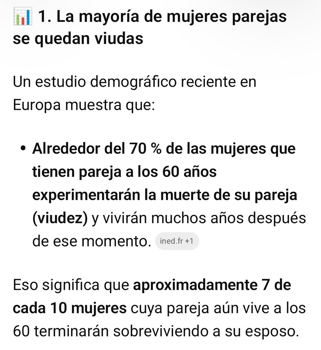 7 de cada 10 mujeres viven más que sus maridos, y esto me parece feminista y que va contra la igualdad de género.