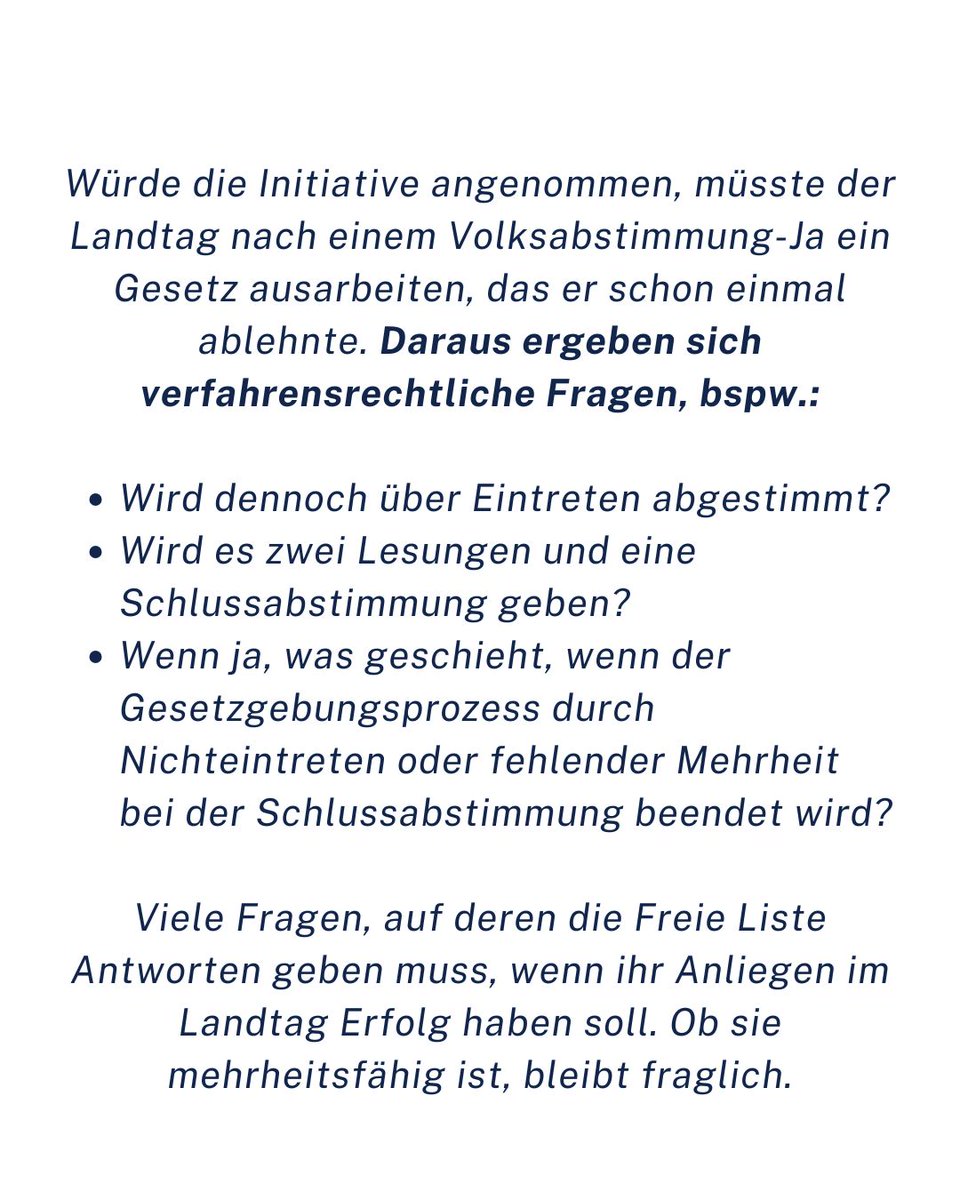 Soll jede vom Landtag abgelehnte Initiative automatisch zur Volksabstimmung führen? In der LIEWO-Frage der Woche nimmt Daniel Seger Stellung zum Vorstoss der Freien Liste. 

Warum der FBP-Abgeordnete die parlamentarische Debatte gefährdet sieht, erfährst du in den Slides. ➡️