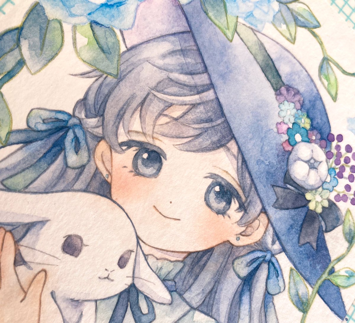 あと少しで完成〜🐰✨
初めてのアルビレオ水彩紙さん📃
#透明水彩