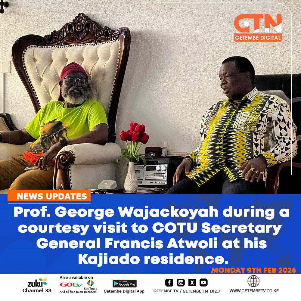 GetembeTV's tweet image. Prof. George Wajackoyah during a courtesy visit to COTU Secretary General Francis Atwoli at his Kajiado residence.
#LeadershipDialogue #CourtesyCall #KenyaPolitics #COTU #Kajiado