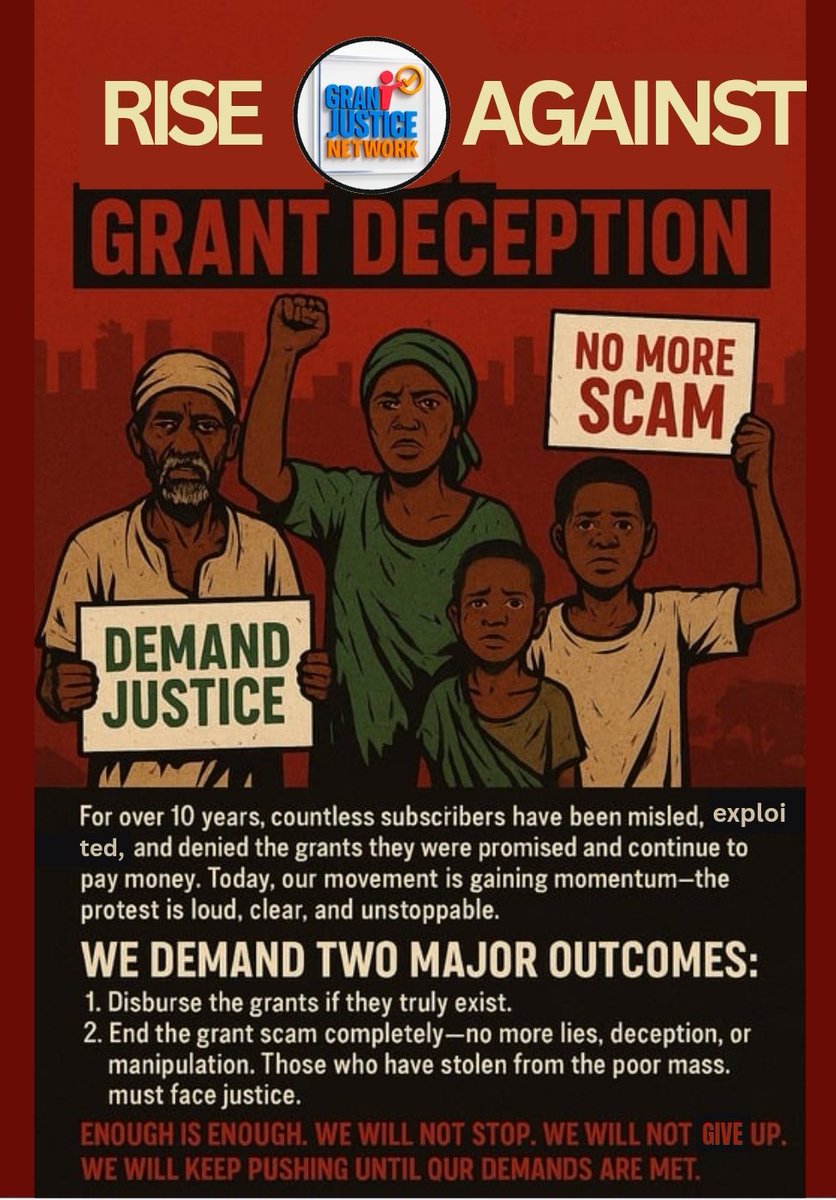 DecideGrant2025's tweet photo. The protest grows stronger every day. Together, we are unstoppable.
We will not give up. We will keep pushing until justice is delivered. 
Ten years of exploitation ends here. The people demand accountability.
@AIT_Online @AJEnglish @officialEFCC @PoliceNG @ruffydfire @NGRSenate https://t.co/xINL82Ev7U
