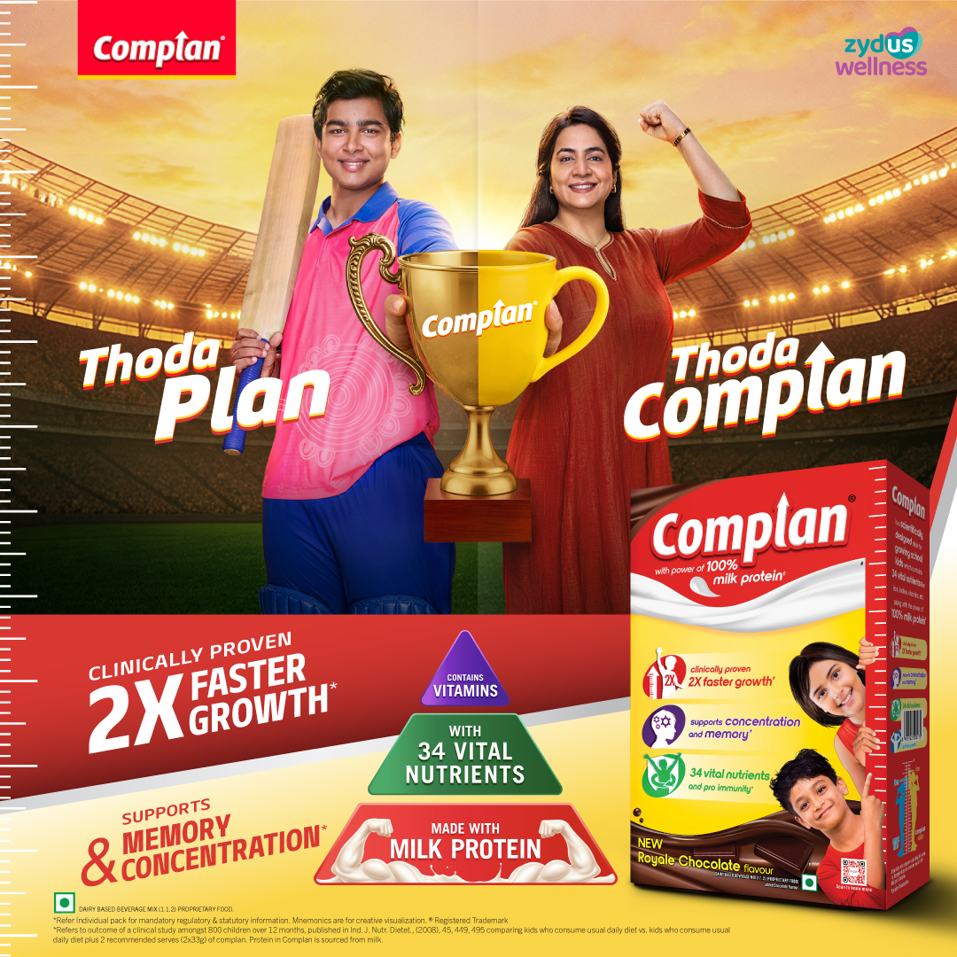 Zydus_Wellness's tweet image. #Complan begins a new innings with #VaibhavSooryavanshi as Brand Ambassador and the launch of #ThodaPlanThodaComplan, built on a simple insight: #EverydayPlanning, the support of #Mothers, and #CompleteNutrition together shape a child’s growth and potential. #ZydusWellness