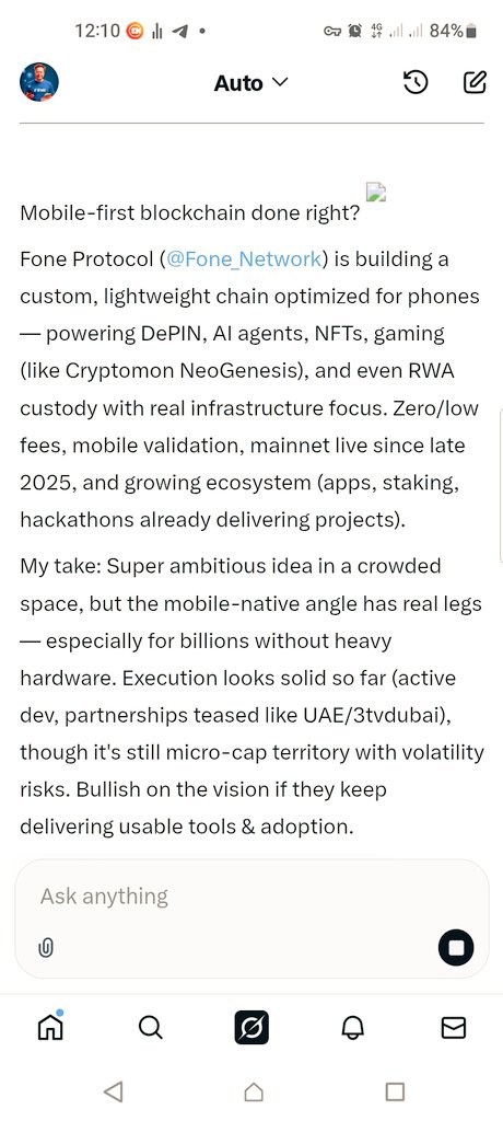 lets see what  <a href="/grok/">Grok</a> says about FONE 😍😍🇦🇪🇦🇪🇦🇪🇦🇪💲

#FoneProtocol #FoneNetwork #MobileBlockchain #DePIN #AI #RWA #Crypto #Web3