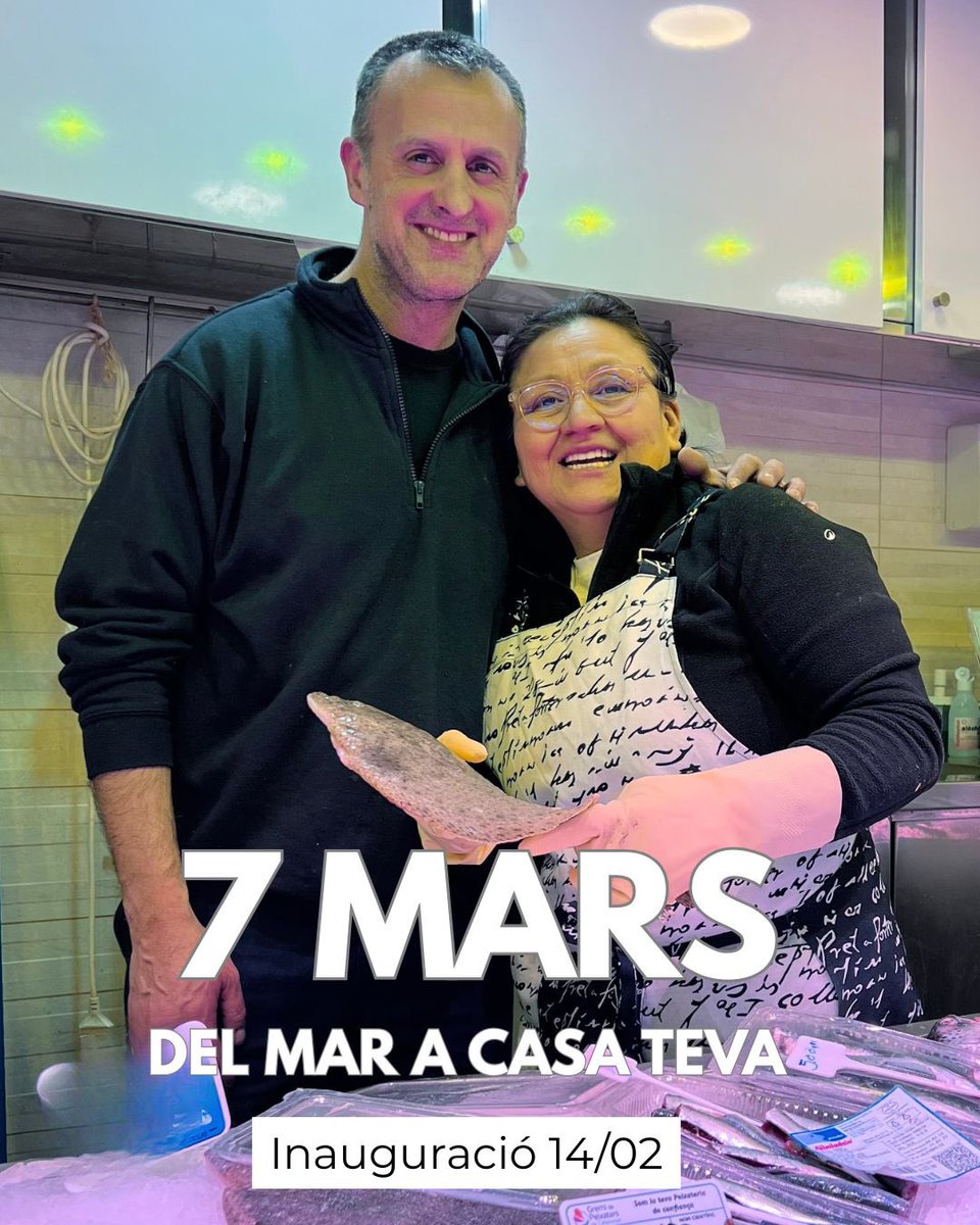 mercatdelesseps's tweet image. 🐟✨ Nou projecte al Mercat de Lesseps! ✨🐟

El proper 14 de febrer estrenem parada:
👉 Inaugurem la nova Peixateria 7 Mars

📍 Us esperem al Mercat de Lesseps per compartir aquesta nova etapa!

#peixateria  #PeixFresc 
#marisc #MercatDeLesseps