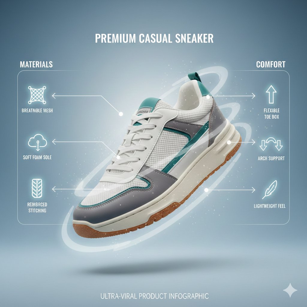 MidadTec's tweet photo. 🚀 اكتشف كل تفاصيل منتجك في لمحة واحدة!
ارفع صورتك، وخل البرومت يشتغل ✨👟
البرومت موجود في" ALT"
كل عنصر في مكانه، مرتّب بأسلوب Ultra-Viral Infographic

#برومت #AI_Design #تصميم_منتجات #SneakerArt https://t.co/z5zwnnzAnT