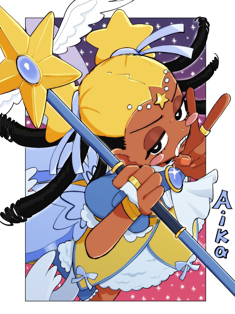 前に描いたAIKAと対になるように描いたよ〜🌙🌟 #idwtbamg