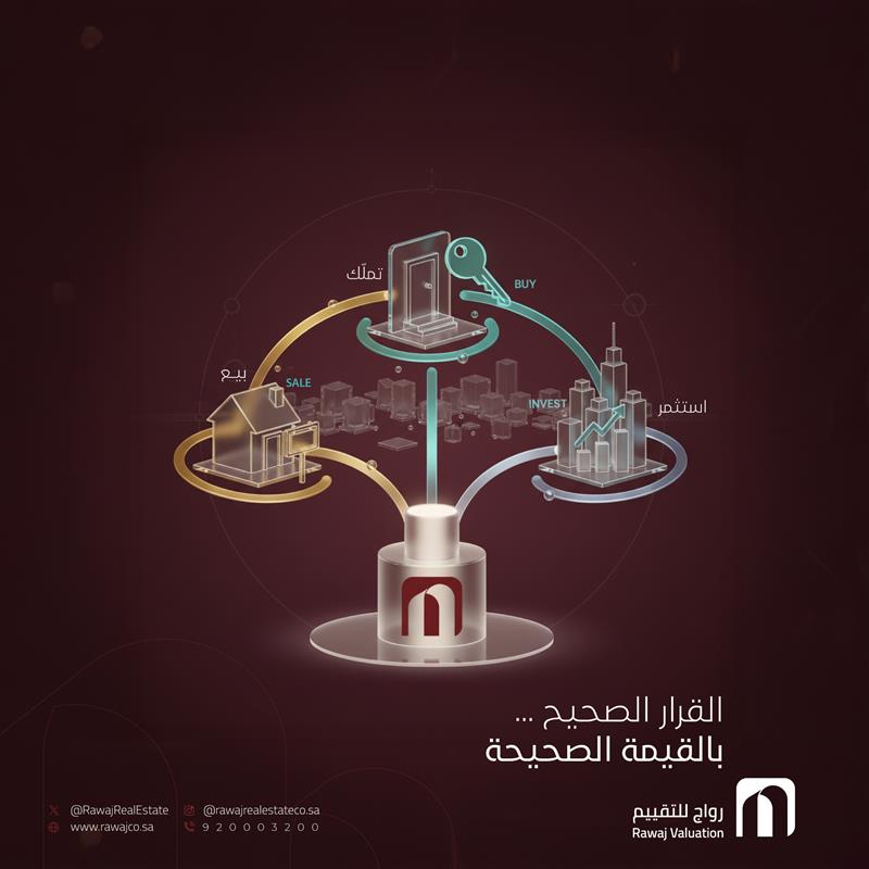 RawajRealEstate's tweet photo. لأن القرار الصحيح يبدأ بقيمة صحيحة
نقدّم لك تقييم عقاري معتمد ودقيق،… يساعدك تبيع، تشتري، وتستثمر بثقة https://t.co/ozNyVt6HhA