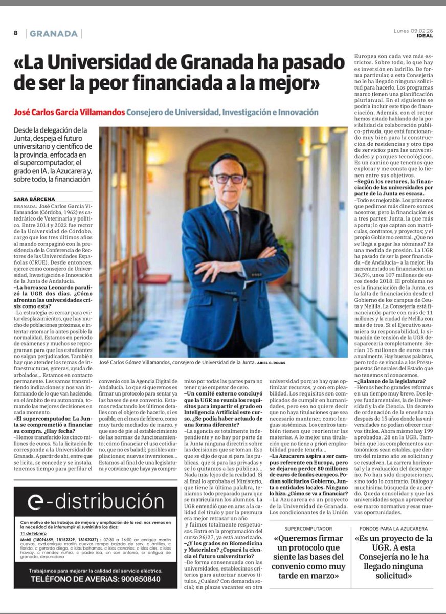 Jorgeifres's tweet photo. Esto es totalmente falso. Las Universidades Públicas en Andalucía estan en riesgo por falta de financiación. 

El consejero dice en la entrevista "Decir que la universidad no tiene para pagar nóminas es una medida de presión"

La realidad es que la consejería no cumple el acuerdo de financiación de 2023, y que las universidades tienen un problema financiero real. 

Le dejo noticias por provincias donde denuncian falta de financiación

UAL --> https://t.co/g0fneJq1KC

UGR-
https://t.co/8QEIsxlujv

US 
https://t.co/L2PltzWueb 

UMA 
https://t.co/MpkAGAeDg4 

UCA 
https://t.co/Li2d24Ds5X

UJA 
https://t.co/GkhAV5etK1

UCO
https://t.co/Z8ncADveGD

UHU

https://t.co/JgeV0zO18f 

¿esta diciendo el consejero que mienten todas las Universidades Públicas de Andalucía?