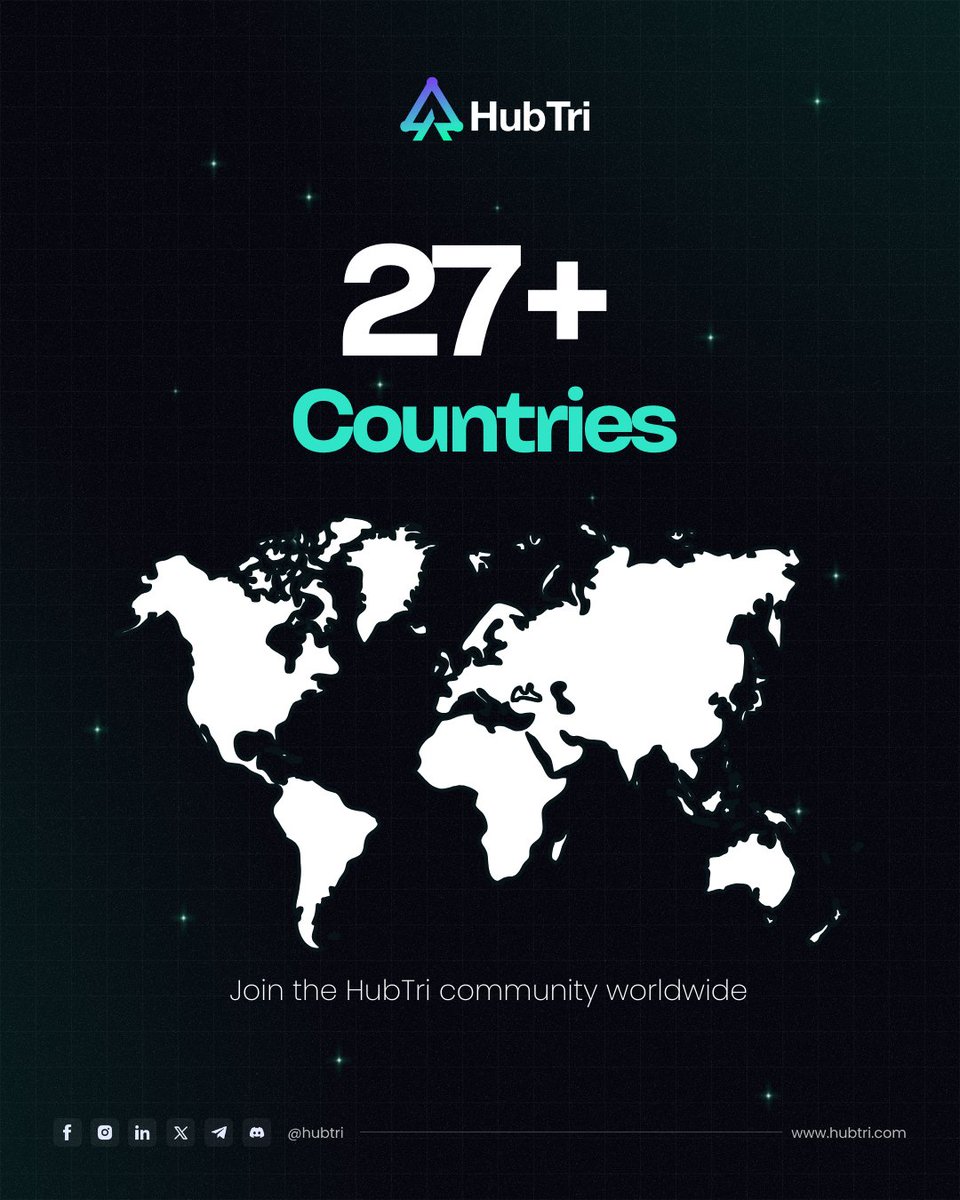 hubtri_com's tweet photo. In less than a month, HubTri has reached users in 27 countries 🌍

Real growth. Real community. And this is just the beginning.

 Join the HubTri community and be among the early members shaping its future. https://t.co/xGD9S2JNCX
