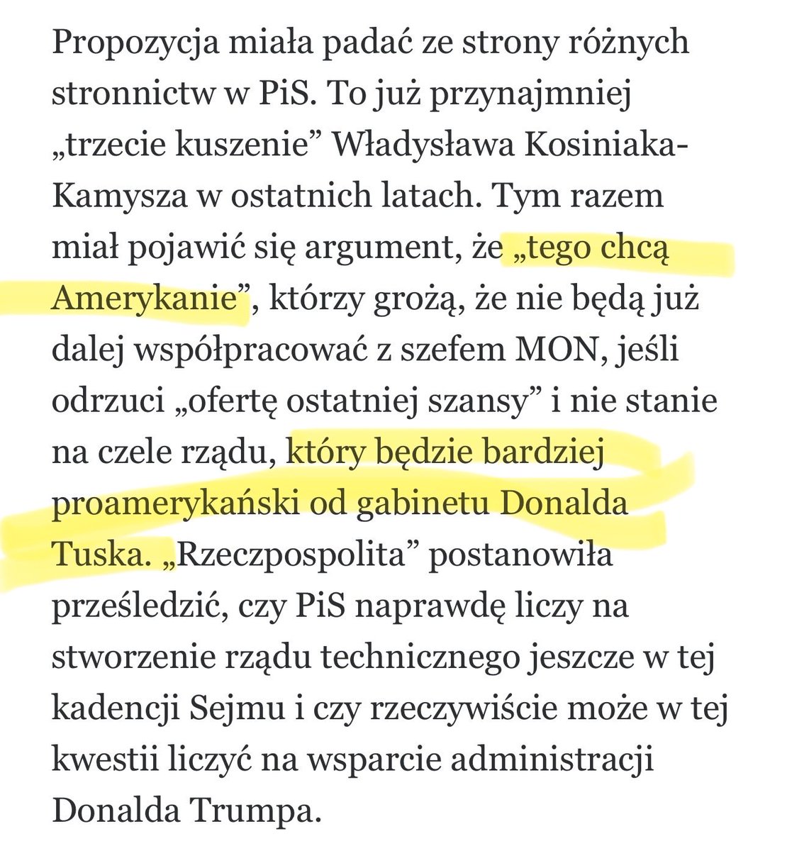 Gdyby w 2021 politycy KO spotykali się z posłami i próbowali stworzyć nowy rząd z argumentem „bo tego chcą Niemcy” to byłaby afera na cały kraj i czekałby ich Trybunał Stanu. 

Ale gdy to samo robią posłowie PiS na zlecenie Amerykanów to news przechodzi bez żadnego echa. 

Mamy w