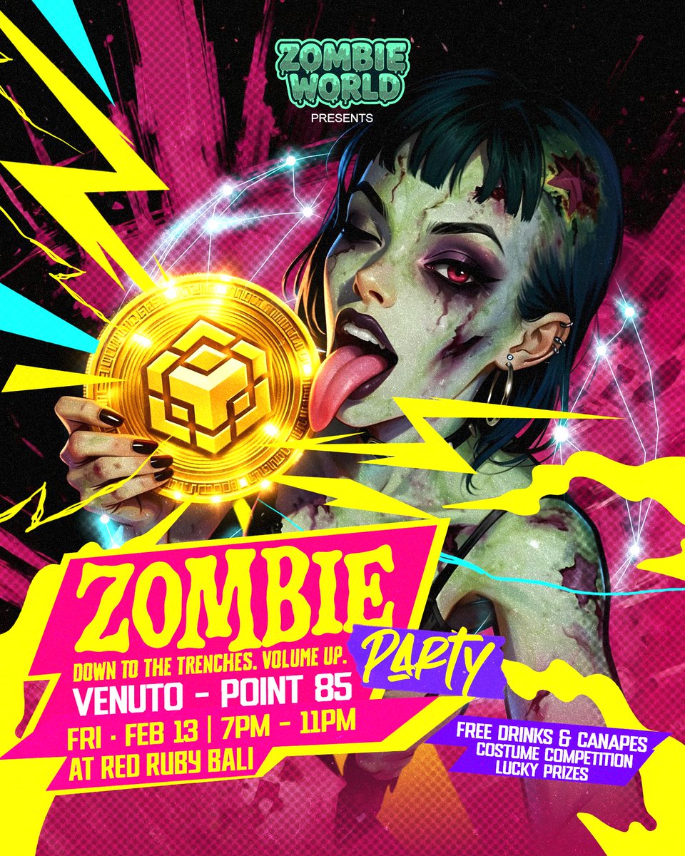 Bob have ZombieWorld Party..

Da horde launch tokenz live,
Da horde dance on da degenz floor,
da horde vibe,
We watch da chain rise,

Dress like zombie (or don’t, but we judge).
Prize for best fit

📍Red Ruby, Bali
Friday the 13th, 7pm.
Hooman join free.. 

JOIN DA HORDE 🧟🧟‍♂️🧟‍♀️